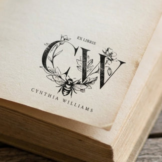 Chique Elegante Botanische Honingbij Ex Libris Rubberstempel
