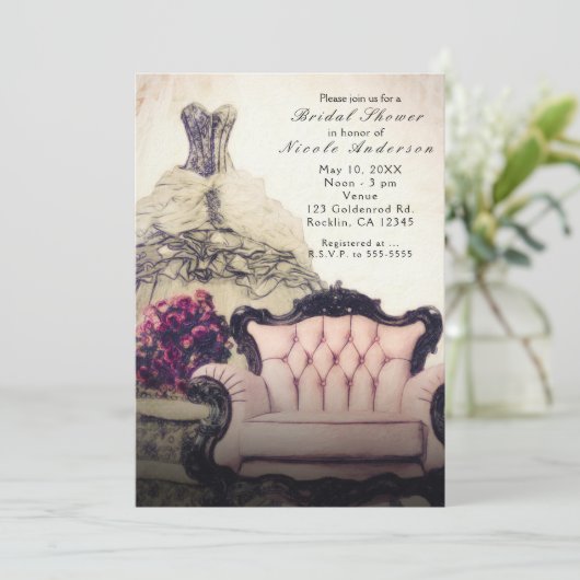 chique elegante bruids doucheuitnodigingen kaart (Staand voorkant)