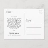 Chique & elegante bruiloft bedankt briefkaart (Achterkant)