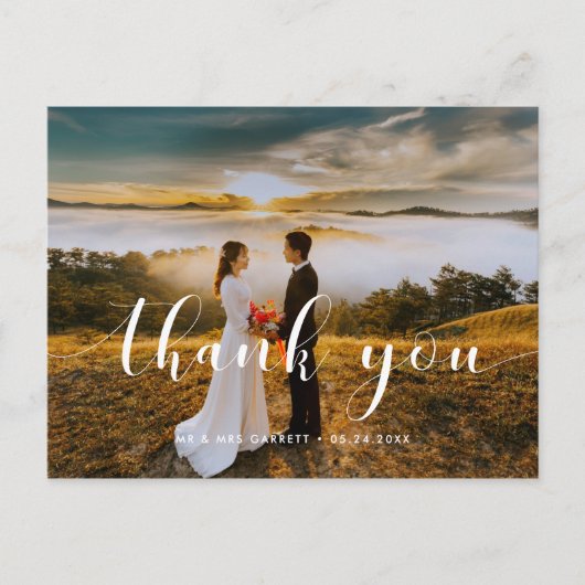 Chique & elegante bruiloft bedankt briefkaart (Voorkant)