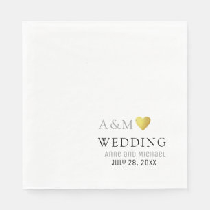 Chique elegante bruiloft liefde hart servetten