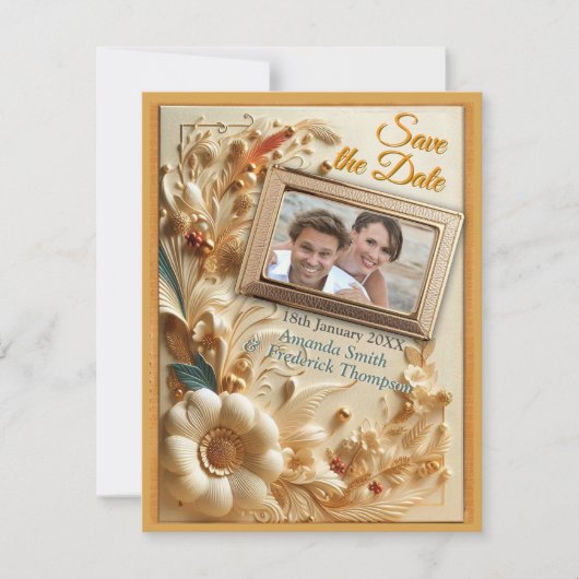 Chique, elegante crèmes & lederen bloem textuur lo aankondiging (Voorkant)