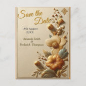 Chique, elegante crèmes & lederen bloem textuur lo aankondigingskaart (Voorkant)