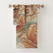 Chique, elegante crèmes & lederen bloem textuur lo bad handdoek (Insitu)