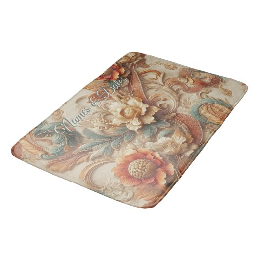 Chique, elegante crèmes & lederen bloem textuur lo badmat (Gekanteld)