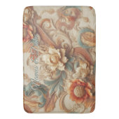 Chique, elegante crèmes & lederen bloem textuur lo badmat (Voorkant Verticaal)