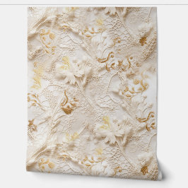 Chique, elegante crèmes & lederen bloem textuur lo behang