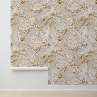 Chique, elegante crèmes & lederen bloem textuur lo behang