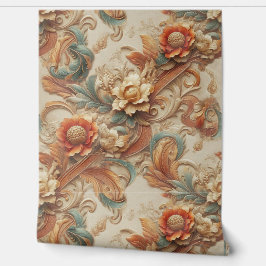 Chique, elegante crèmes & lederen bloem textuur lo behang