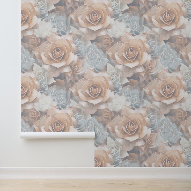 Chique, elegante crèmes & lederen bloem textuur lo behang (Applicatie)