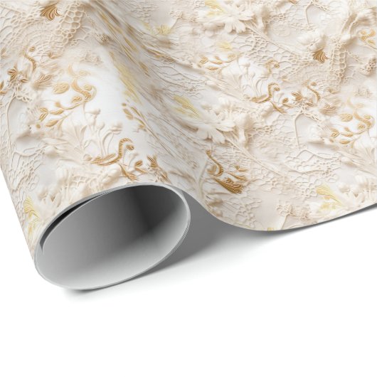 Chique, elegante crèmes & lederen bloem textuur lo cadeaupapier (Rol Hoek)