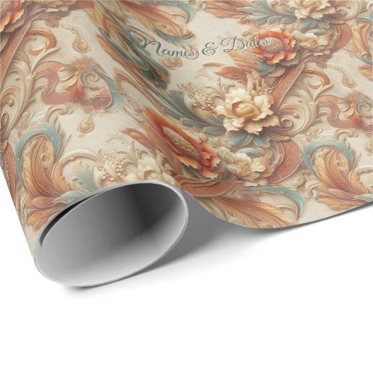 Chique, elegante crèmes & lederen bloem textuur lo cadeaupapier (Rol Hoek)