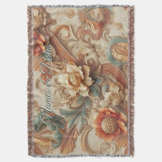 Chique, elegante crèmes & lederen bloem textuur lo deken (Voorkant Verticaal)