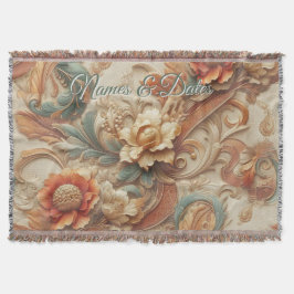 Chique, elegante crèmes & lederen bloem textuur lo deken