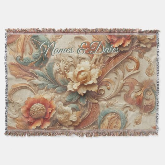 Chique, elegante crèmes & lederen bloem textuur lo deken (Voorkant)