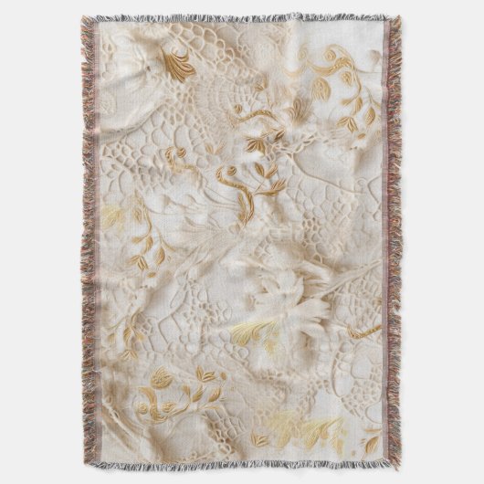 Chique, elegante crèmes & lederen bloem textuur lo deken (Voorkant Verticaal)