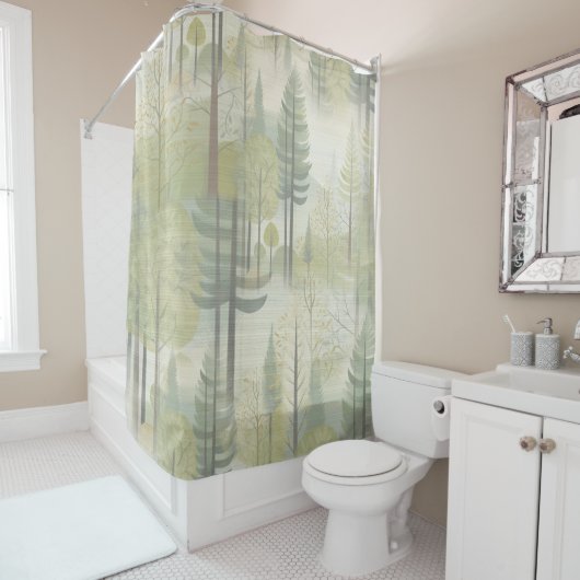 Chique, elegante crèmes & lederen bloem textuur lo douchegordijn (In situ)