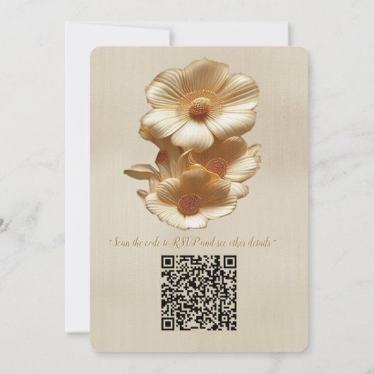 Chique, elegante crèmes & lederen bloem textuur lo kaart (Achterkant)