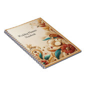 Chique, elegante crèmes & lederen bloem textuur lo notitieboek (Rechterzijde)