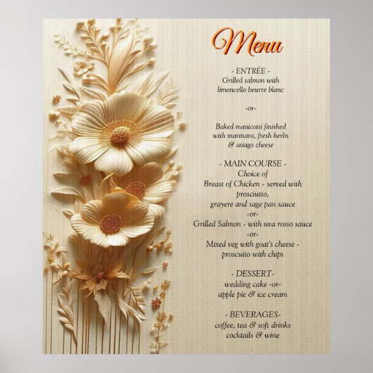 Chique, elegante crèmes & lederen bloem textuur lo poster (Voorkant)