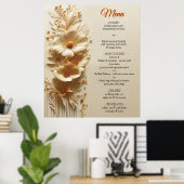 Chique, elegante crèmes & lederen bloem textuur lo poster (Thuiskantoor)