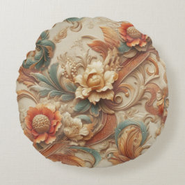 Chique, elegante crèmes & lederen bloem textuur lo rond kussen