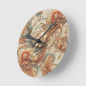 Chique, elegante crèmes & lederen bloem textuur lo ronde klok (Hoek)