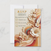 Chique, elegante crèmes & lederen bloem textuur lo RSVP kaartje (Voorkant)