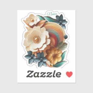 Chique, elegante crèmes & lederen bloem textuur lo sticker