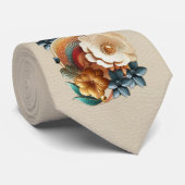 Chique, elegante crèmes & lederen bloem textuur lo stropdas (Opgerold)