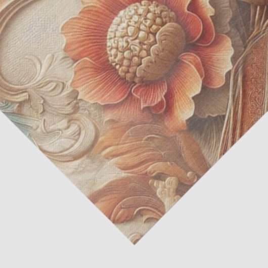 Chique, elegante crèmes & lederen bloem textuur lo tissuepapier (Detail)