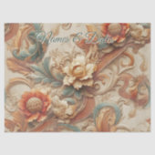 Chique, elegante crèmes & lederen bloem textuur lo tissuepapier (Voorkant)