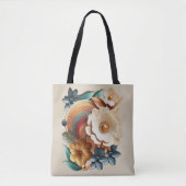 Chique, elegante crèmes & lederen bloem textuur lo tote bag (Voorkant)