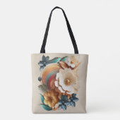Chique, elegante crèmes & lederen bloem textuur lo tote bag (Achterkant)