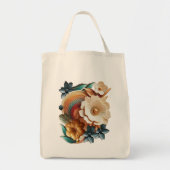Chique, elegante crèmes & lederen bloem textuur lo tote bag (Voorkant)