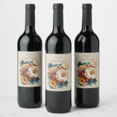 Chique, elegante crèmes & lederen bloem textuur lo wijn etiket (Flessen)