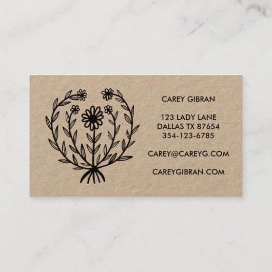 Chique Elegante Daisy Line Drawing CUSTOM Logo Kra Visitekaartje (Achterkant)