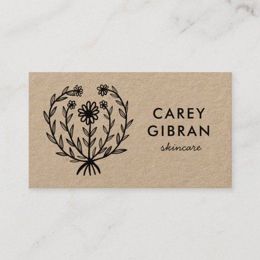 Chique Elegante Daisy Line Drawing CUSTOM Logo Kra Visitekaartje (Voorkant)