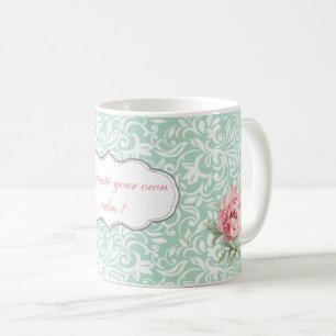 Chique Elegante Damast, Rozen, Motiverend Bericht Koffiemok