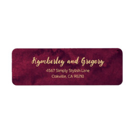 Chique Elegante Donker Burgundy Aquarel Goud Accen Etiket