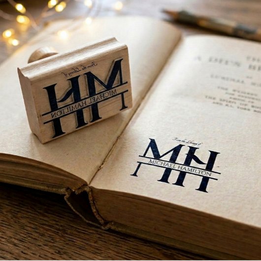 Chique Elegante Eenvoudige Moderne Monogram Initia Rubberstempel