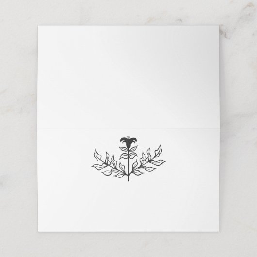 Chique Elegante Eenvoudige Zwart & Wit Lelie Line  Plaatskaartje (Buitenkant ongevouwen)