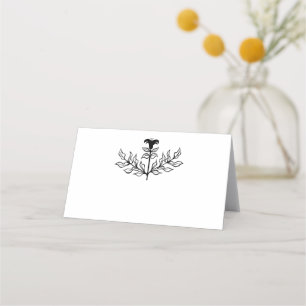 Chique Elegante Eenvoudige Zwart & Wit Lelie Line  Plaatskaartje