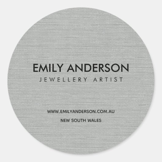 CHIQUE ELEGANTE FAUX ZILVEREN STOF TEXTUUR BUSINES RONDE STICKER (Voorkant)