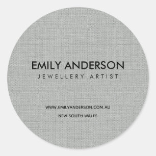 CHIQUE ELEGANTE FAUX ZILVEREN STOF TEXTUUR BUSINES RONDE STICKER