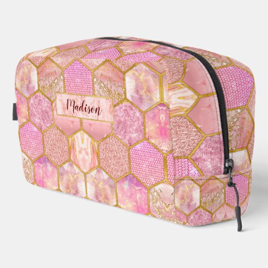 Chique elegante girly faux Glitter roos goud Toilettasje (Rechterhoek)