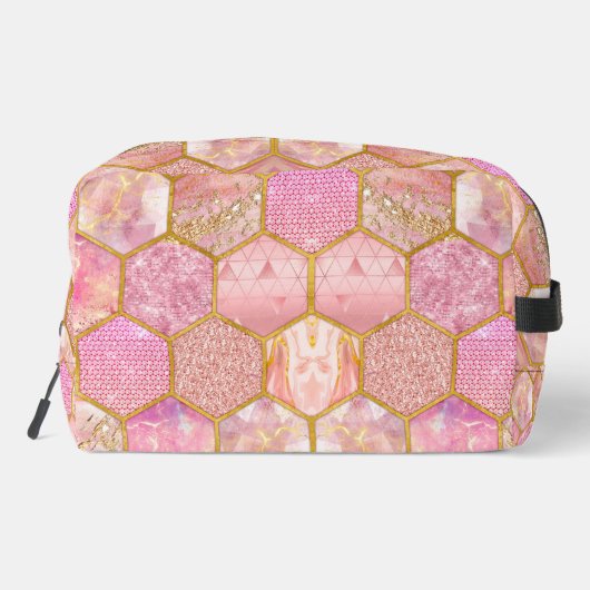 Chique elegante girly faux Glitter roos goud Toilettasje (Achterkant)