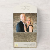 Chique Elegante Glitter Gouden Bruiloft All In One Uitnodiging (Buitenkant)