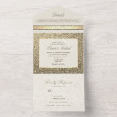 Chique Elegante Glitter Gouden Bruiloft All In One Uitnodiging (Binnen)