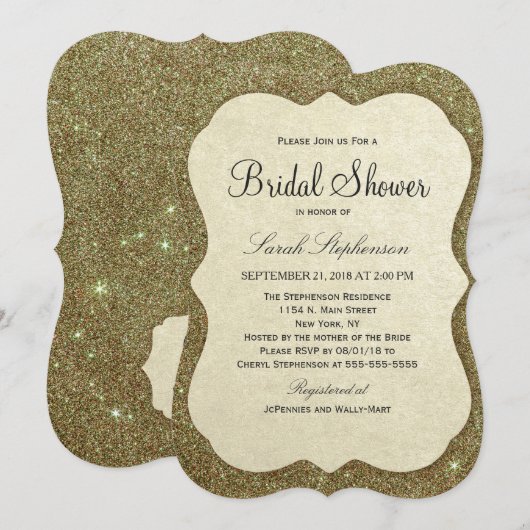 Chique Elegante Glitterende Nep Goud Glitters Kaart (Voorkant / Achterkant)